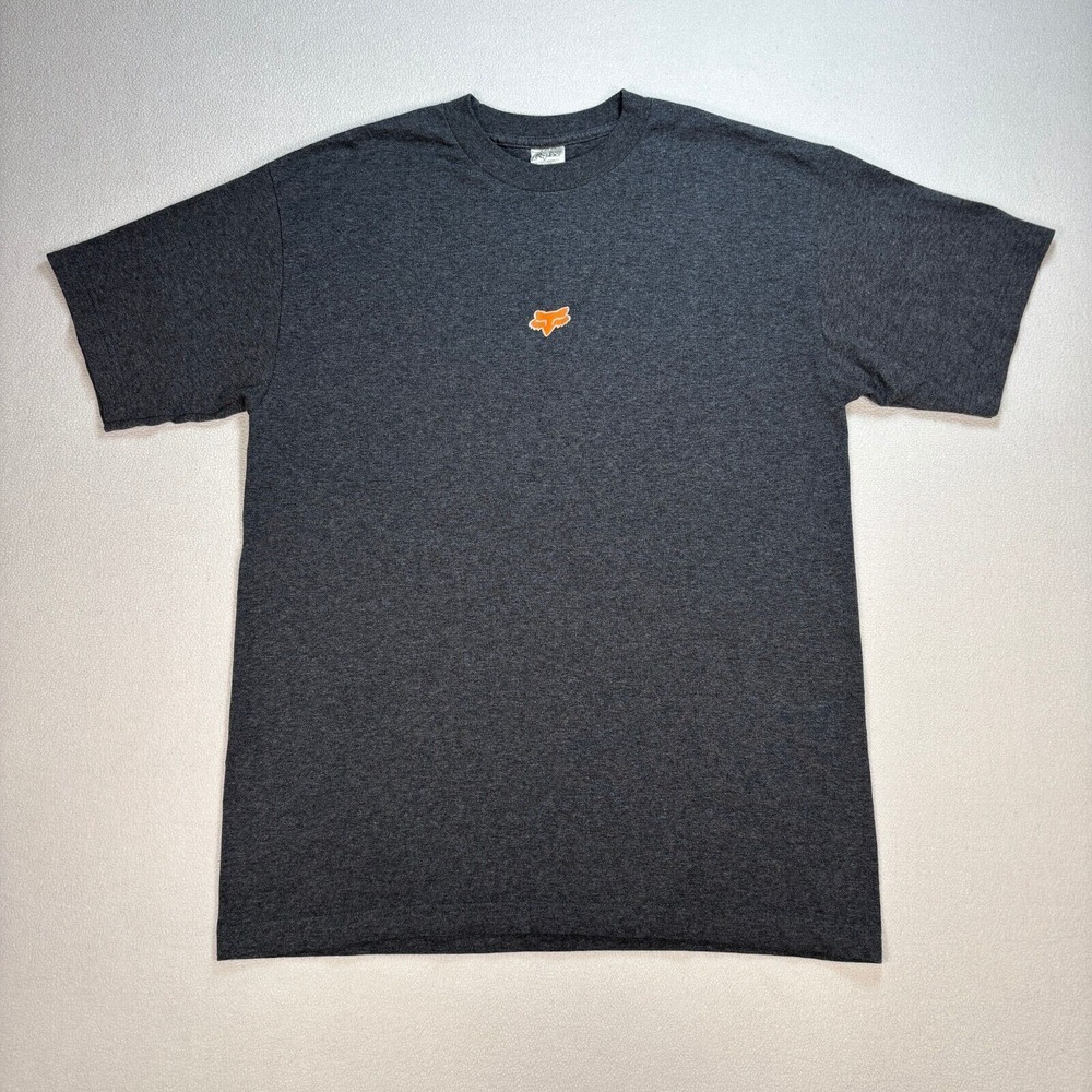 Fox Racing T-Shirt Men's L Gray Center Logo Graphic Print‎ Sports Apparel Y2K